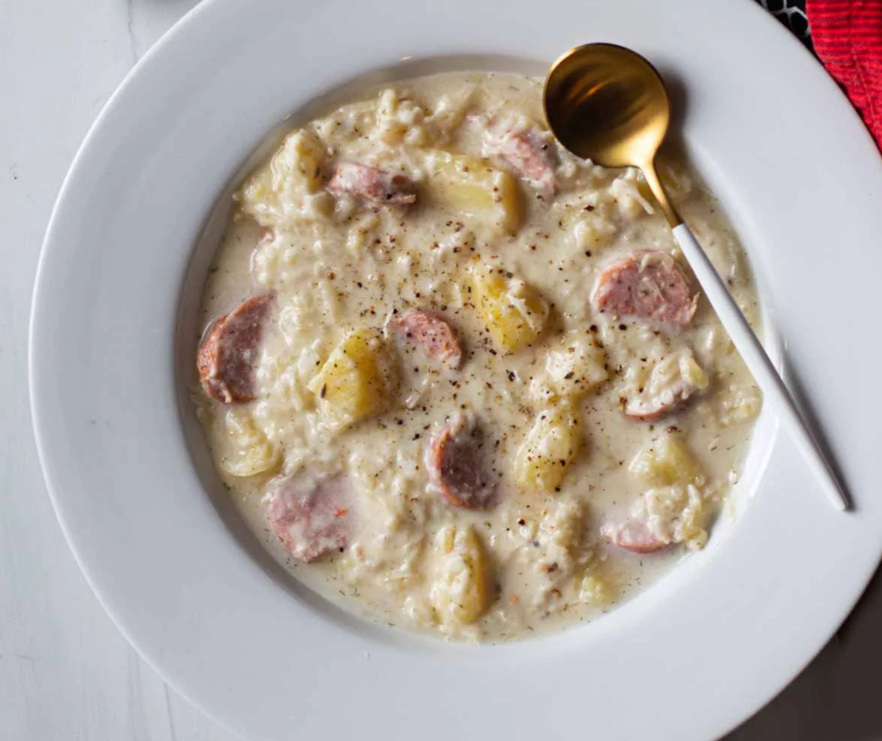 Creamy Sauerkraut Soup With Sausage And Potatoes Recipe Ketchup 